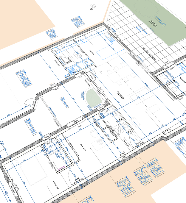 Plan d'étage architectural détaillé avec des dimensions et des symboles de pièce à Rochefort en Charente-Maritime 17